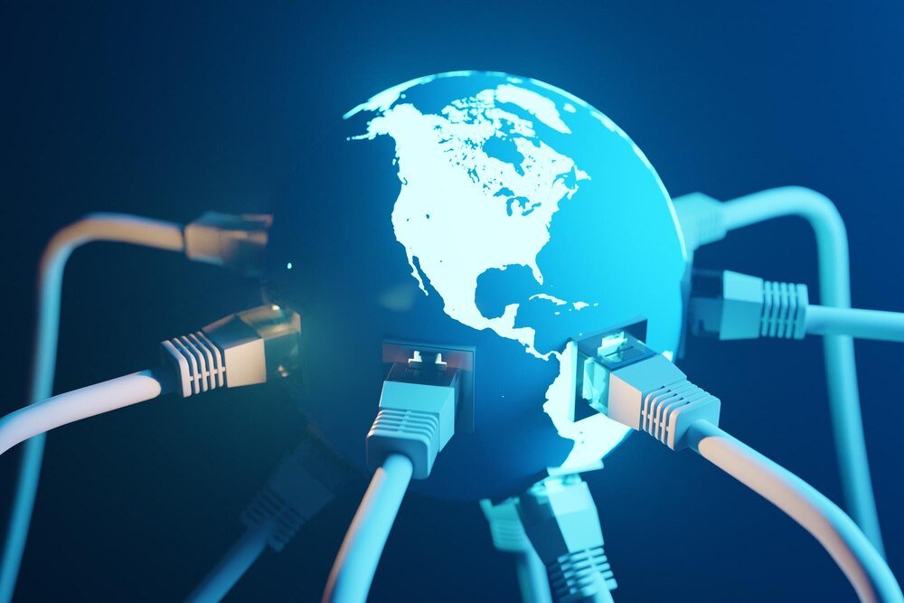 Business team troubleshooting internet connectivity